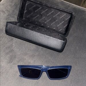 Balenciaga Navy Rectangular Sunglasses